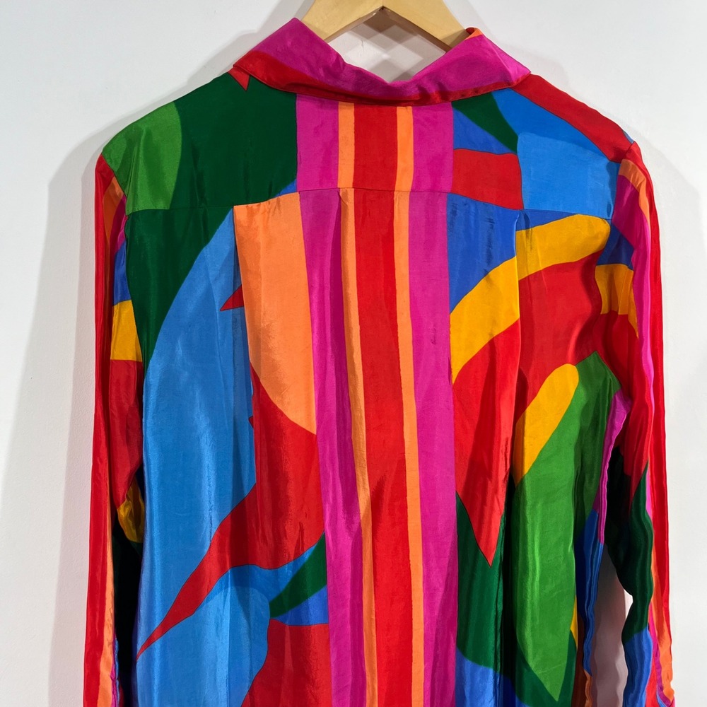 Farm Rio Resort Vibrant Boho Abstract Print Button Down Shirt Womens Small NWT - Picture 5 of 12